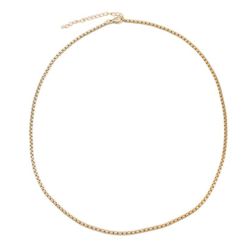 quality DIY Fashion Wholesale Brass Necklace Simple Box Chain Hip Hop Personality Snake Bone Jewelry Accessories Chains factory