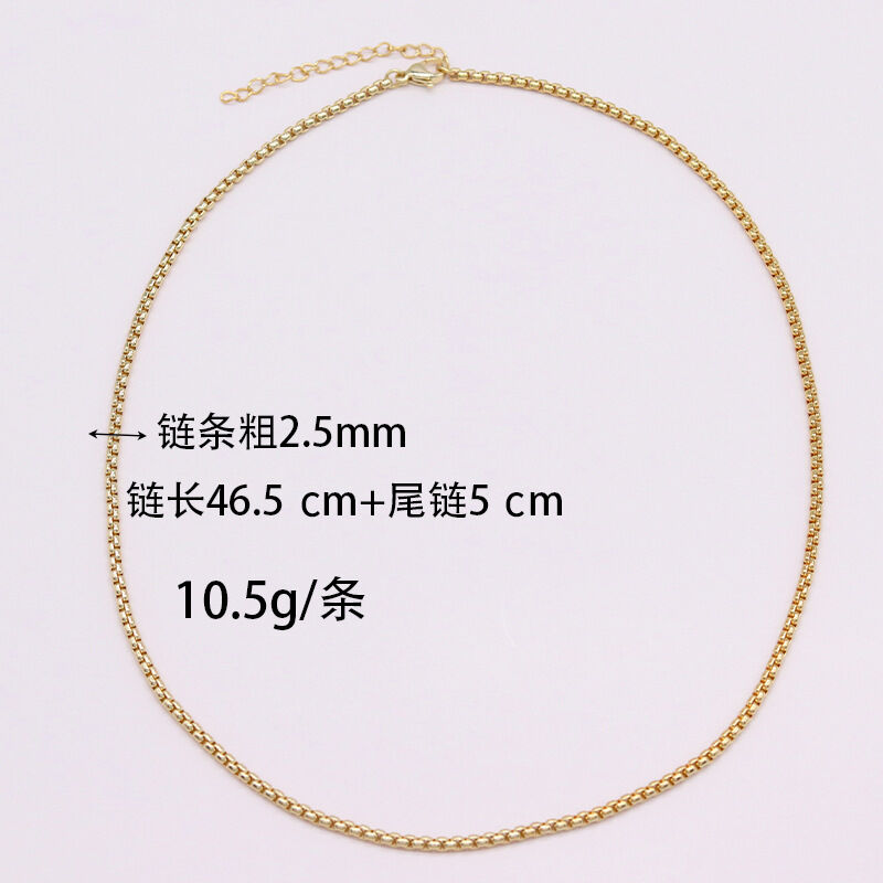quality DIY Fashion Wholesale Brass Necklace Simple Box Chain Hip Hop Personality Snake Bone Jewelry Accessories Chains factory
