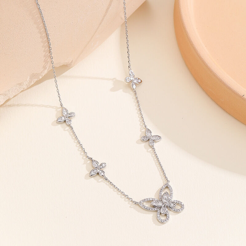 quality Hot Selling Fashion Gold Plated European American Light Luxury Butterfly Inlaid Diamond Pendant Necklace Zircon Collarbone Chain factory