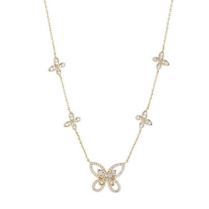quality Hot Selling Fashion Gold Plated European American Light Luxury Butterfly Inlaid Diamond Pendant Necklace Zircon Collarbone Chain factory