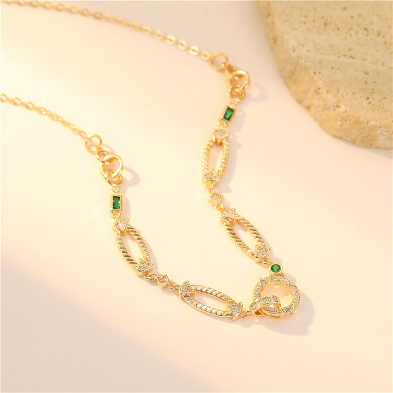 quality Fashionable Green Zircon Connecting Buckle Necklace Irregular Splicing Necklace Women's Necklace factory