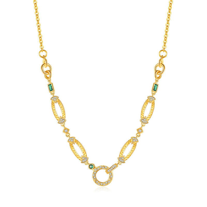 quality Fashionable Green Zircon Connecting Buckle Necklace Irregular Splicing Necklace Women's Necklace factory