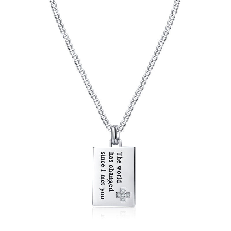 quality Fashionable Stainless Steel Jewelry Necklace Engraved Letters Charm Stainless Steel Necklace Couple Gift Tag Cuban Chain factory