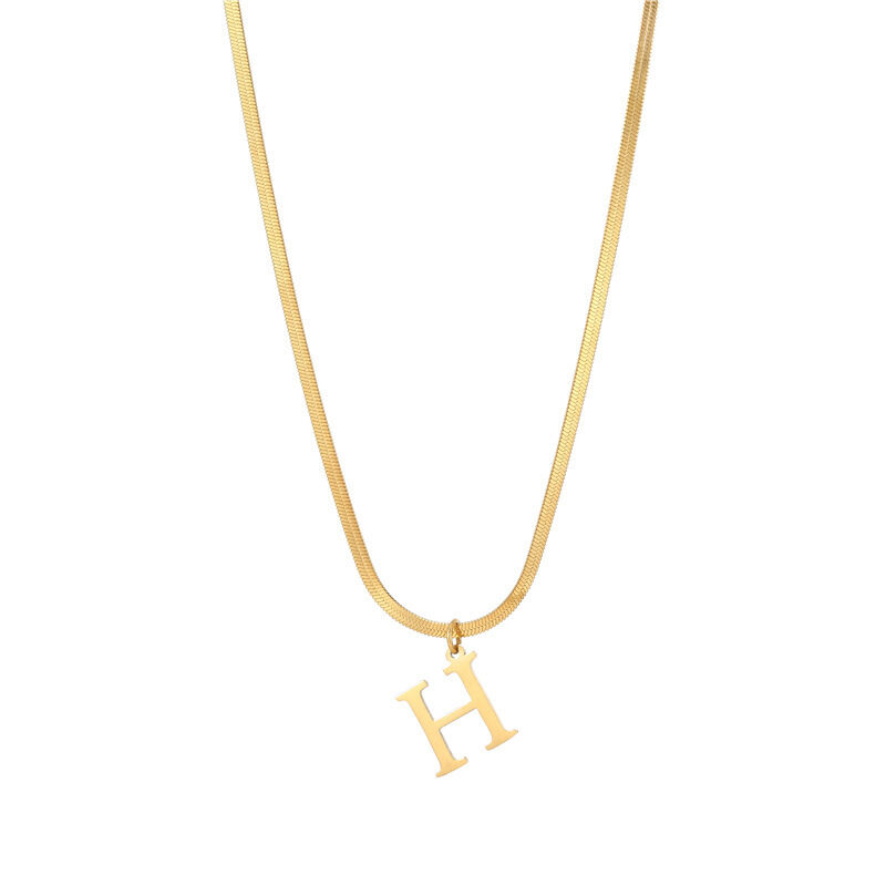 quality Factory Snake Bone Stainless Steel Chain Letter H Pendant Bow Necklace PVD Gold Plated Jewelry Necklace Tassel Design for Women factory