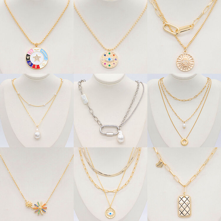 quality Statement Minimalist Ladies Gold Plated Jewelry Paper Clip Pearl Pendant Long Necklace Wholesale factory