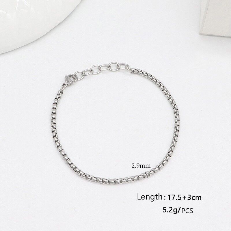 quality Fashion Versatile Stainless Steel Bracelet Pearl Chain Simple Box Chain Hip Hop Personality Snake Bone Jewelry Chains factory