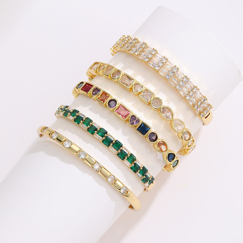 quality 2026 New Fashion Zircon Bracelet 14K Gold Adjustable Bangles Colored Zircon Devil's Eye Heart Shaped Gemstone Bangles factory