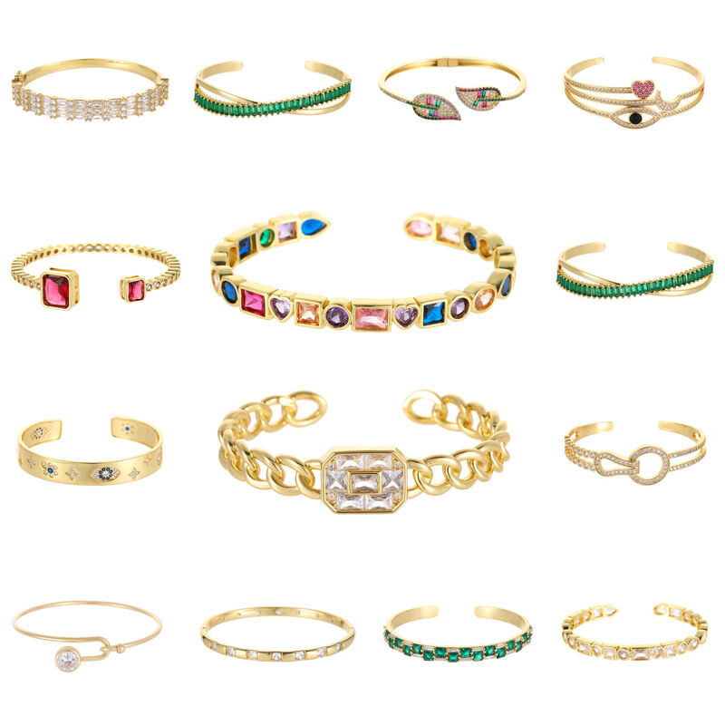 quality 2026 New Fashion Zircon Bracelet 14K Gold Adjustable Bangles Colored Zircon Devil's Eye Heart Shaped Gemstone Bangles factory