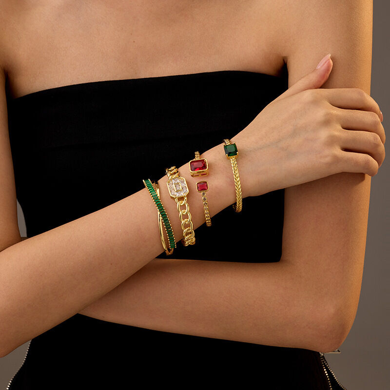 quality 2026 New Fashion Zircon Bracelet 14K Gold Adjustable Bangles Colored Zircon Devil's Eye Heart Shaped Gemstone Bangles factory