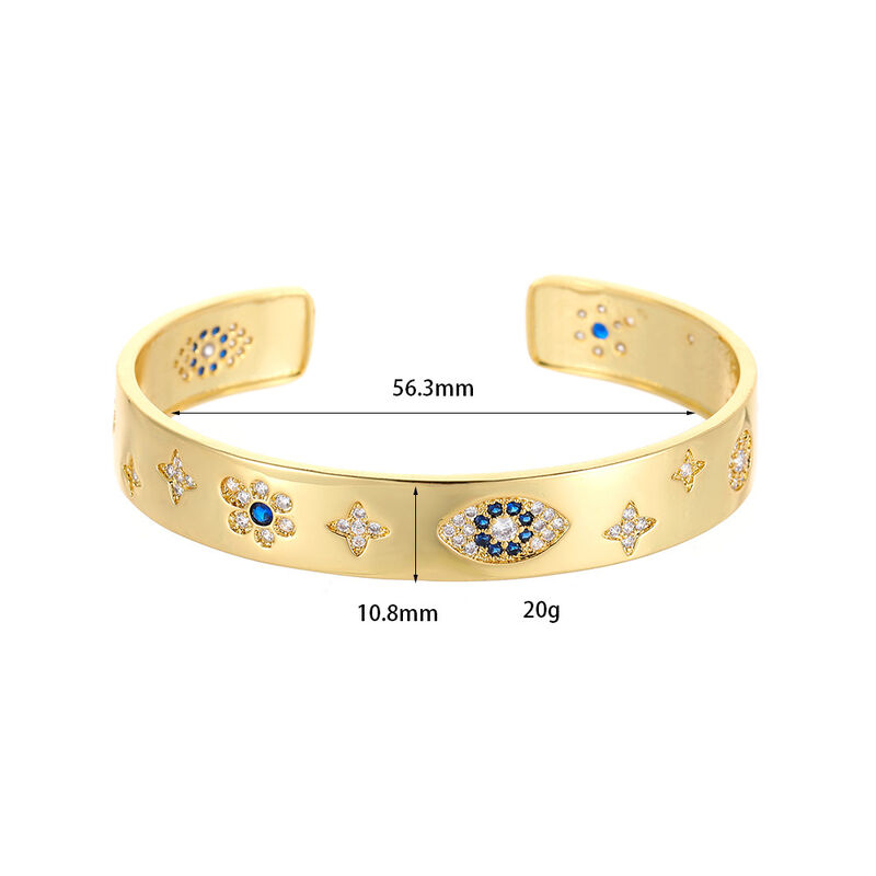 quality 2026 New Fashion Zircon Bracelet 14K Gold Adjustable Bangles Colored Zircon Devil's Eye Heart Shaped Gemstone Bangles factory