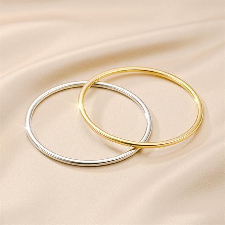 Quality Thin Plain Bangle Set 14K Gold Plated Brass Stackable Silver Gold Two Tone Circle Bracelet Anti Tarnish Jewelry factory