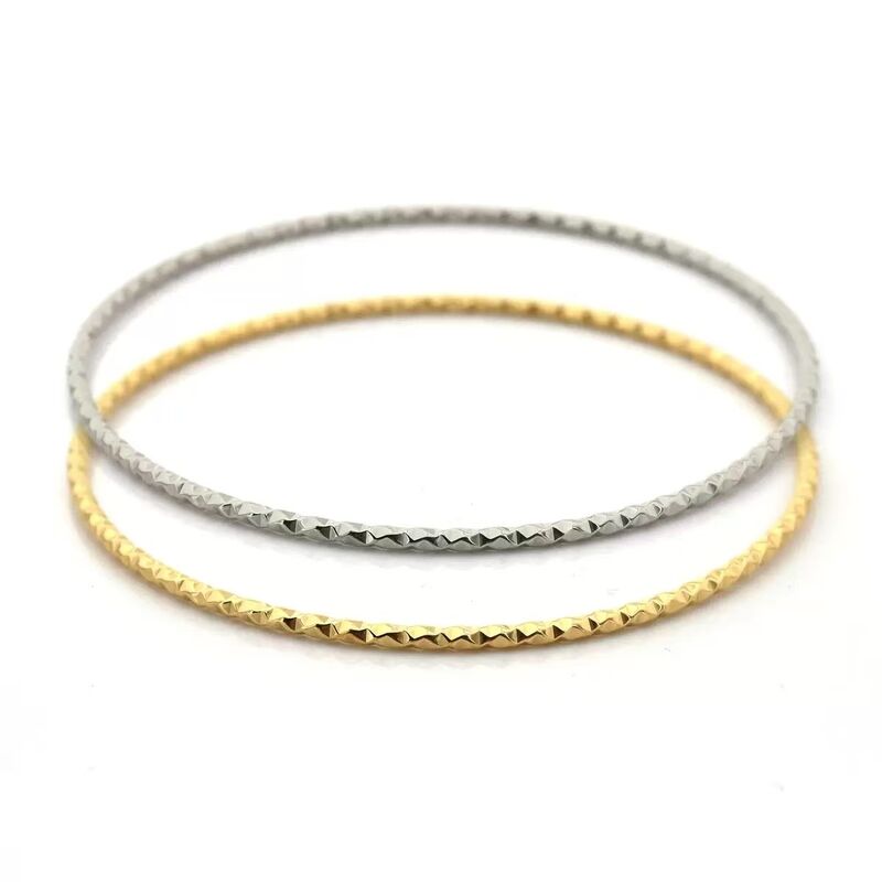 Quality Thin Plain Bangle Set 14K Gold Plated Brass Stackable Silver Gold Two Tone Circle Bracelet Anti Tarnish Jewelry factory