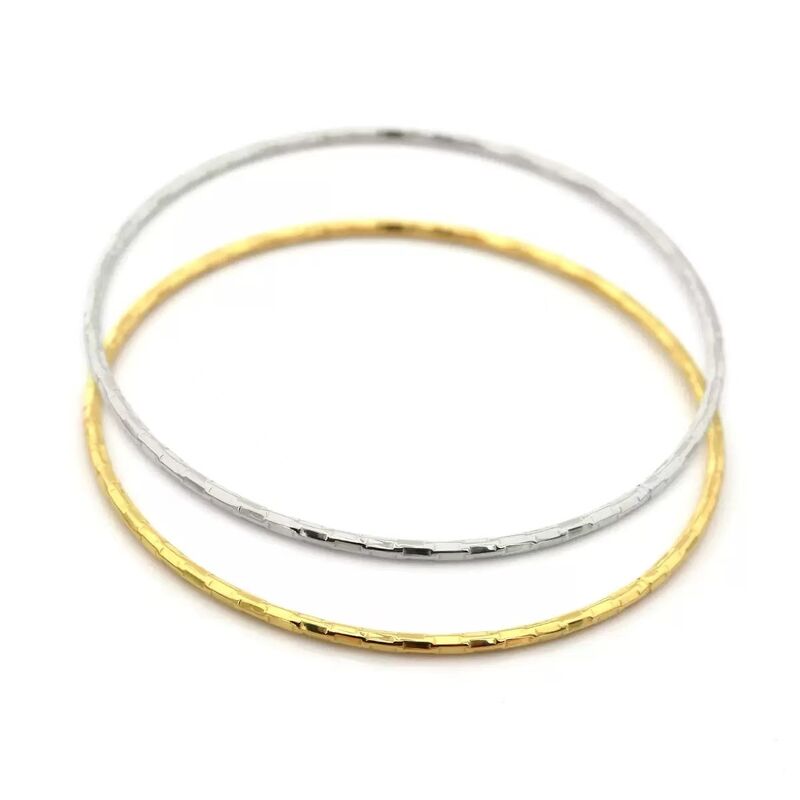 Quality Thin Plain Bangle Set 14K Gold Plated Brass Stackable Silver Gold Two Tone Circle Bracelet Anti Tarnish Jewelry factory