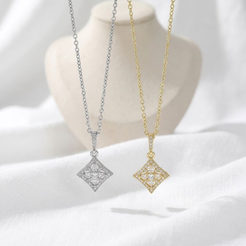 Quality Gioielli Di Moda Popolare Placcato Oro 14k Collana Di Zircon Da Sposa in Rame Placcato Oro Collana All'ingrosso factory