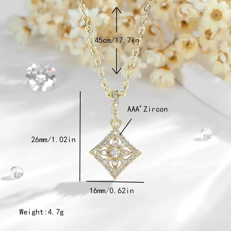 Quality Gioielli Di Moda Popolare Placcato Oro 14k Collana Di Zircon Da Sposa in Rame Placcato Oro Collana All'ingrosso factory
