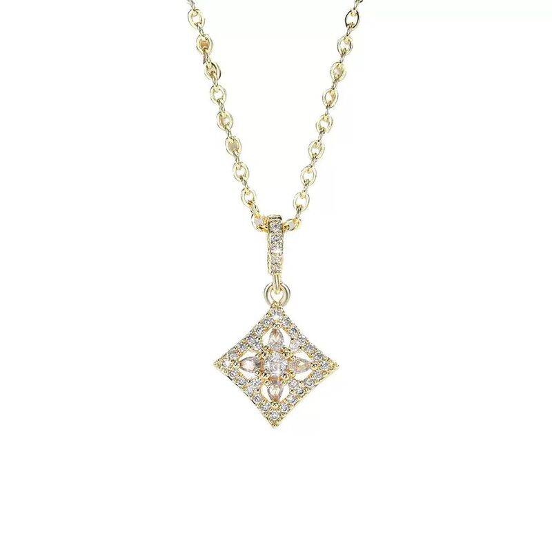 Quality Gioielli Di Moda Popolare Placcato Oro 14k Collana Di Zircon Da Sposa in Rame Placcato Oro Collana All'ingrosso factory