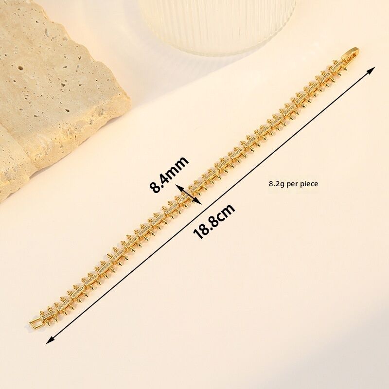 Quality 18K Gold Plated Square Geometric Charm Zircon Bracelet with Oval Cut Stones for Women Gift factory