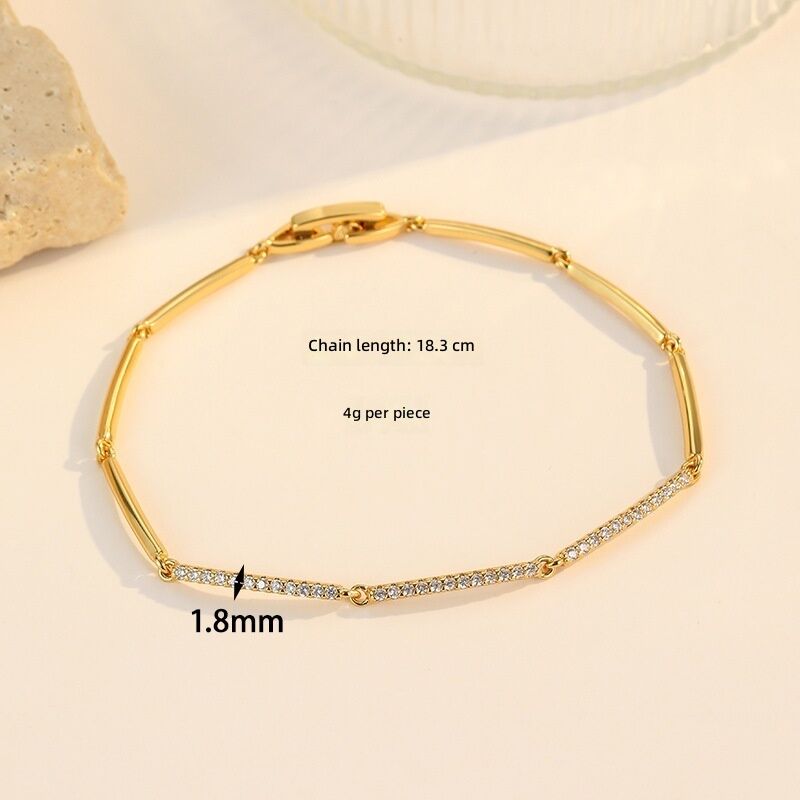 Quality 18K Gold Plated Square Geometric Charm Zircon Bracelet with Oval Cut Stones for Women Gift factory