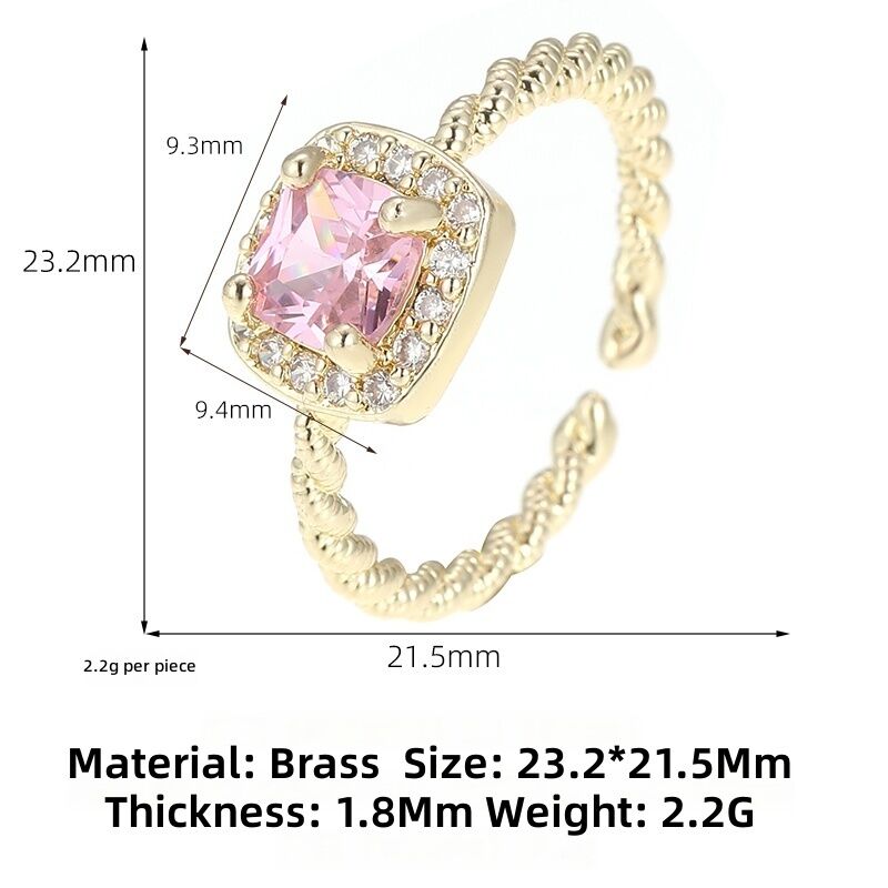 Quality Adjustable Open Rings Set Pink Cubic Zirconia Heart Enamel Rings 14K Gold Silver Plated Finger Rings Fashion Women Jewelry factory