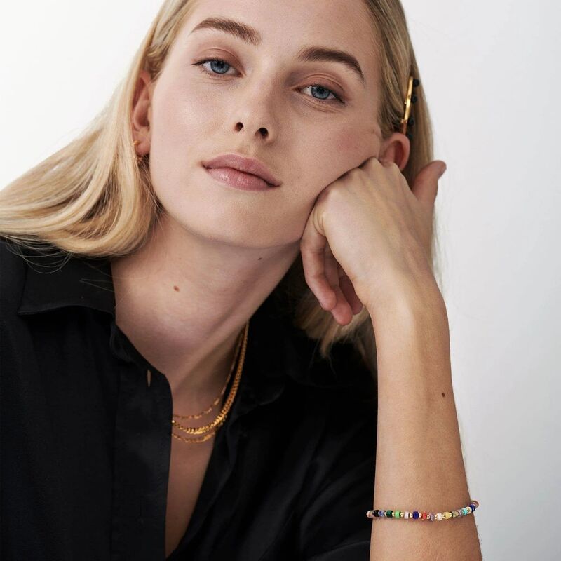 Quality Vintage Boho Style Multi Color Natural Gemstone Beaded Bracelet Brass 14K Gold Plated Adjustable Holiday Fashion Bracelet factory