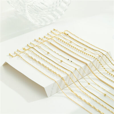 quality Factory Wholesale 14k Gold Plated  Necklace Bracelet Oshaped Twist Box Chain Pendant for Diy Jewelry Accessories Making factory