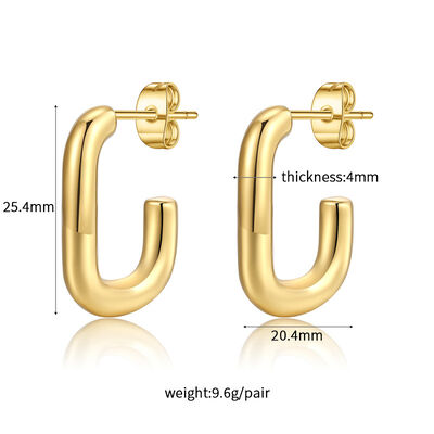 quality 18K Stainless Steel Hollow Earrings Female Retro Light Luxury Titanium Steel Earrings Geometric Ring Water Drop Studs Earrings factory