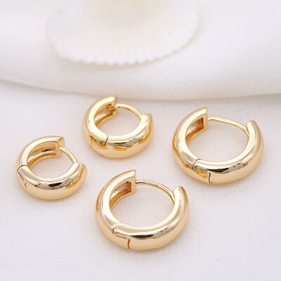 quality Factory Jewelry Wholesale Simple Design Round Shape 14K Gold Plated Thick Initial Huggie Hoop Earrings factory