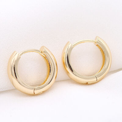 quality Factory Jewelry Wholesale Simple Design Round Shape 14K Gold Plated Thick Initial Huggie Hoop Earrings factory