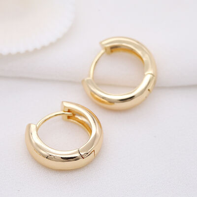 quality Factory Jewelry Wholesale Simple Design Round Shape 14K Gold Plated Thick Initial Huggie Hoop Earrings factory