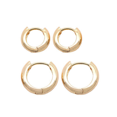quality Factory Jewelry Wholesale Simple Design Round Shape 14K Gold Plated Thick Initial Huggie Hoop Earrings factory