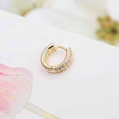 quality New Hot Sale 14k Gold Geometric Earrings Zircon-encrusted Jewelry Accessories Round Huggie Earrings  Hoop Earrings factory