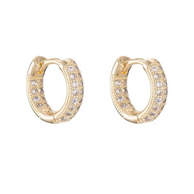 quality New Hot Sale 14k Gold Geometric Earrings Zircon-encrusted Jewelry Accessories Round Huggie Earrings  Hoop Earrings factory