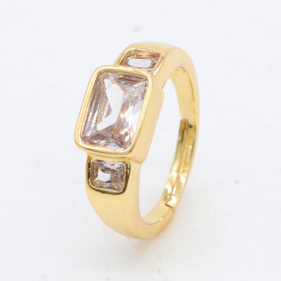 quality Factory Wholesale Fashion Designed Brass 14K Gold Plated Ladies' Open Adjustable Ring Featuring Micro Set Clear Zircon Rings factory