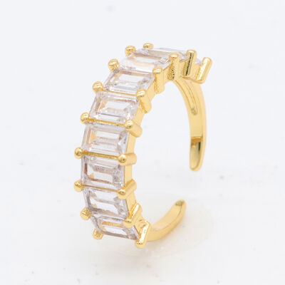 quality Factory Wholesale Fashion Designed Brass 14K Gold Plated Ladies' Open Adjustable Ring Featuring Micro Set Clear Zircon Rings factory