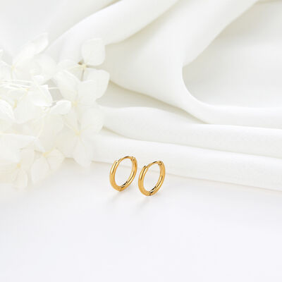 quality Fashion Jewelry PVD 14K Gold Plated Stainless Steel Round Hoop Earrings 11mm 14mm Huggies Earring factory
