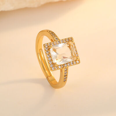 quality Wholesale Fashion Brass 18K Gold Plated White Red Green Zircon Adjustable Personalized Open Irregular Unisex Ring factory