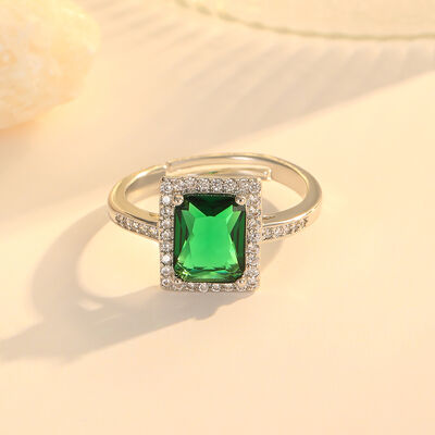 quality Wholesale Fashion Brass 18K Gold Plated White Red Green Zircon Adjustable Personalized Open Irregular Unisex Ring factory