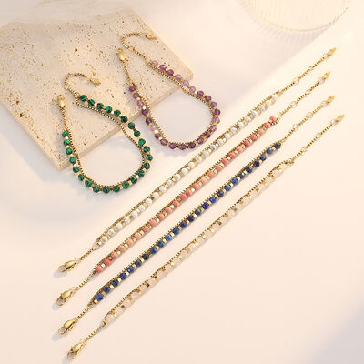 quality New Bohemian Style 18K Gold Plated Stainless Steel Box Chain Beaded Bracelet Fashion Women's Jewelry Bracelets factory