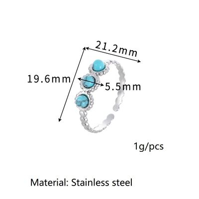 quality 18k Gold Stainless Steel Turquoise Ring Understated Luxury Fashionable Versatile Open Ring Bracelet for Women factory