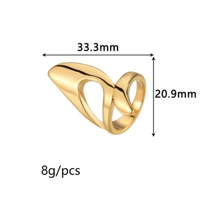 quality Fashion New 18K Gold Plated Stainless Steel Open Ring With Adjustable Size and a High End Irregular Jewelry Rings factory