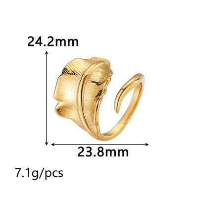 quality Fashion New 18K Gold Plated Stainless Steel Open Ring With Adjustable Size and a High End Irregular Jewelry Rings factory