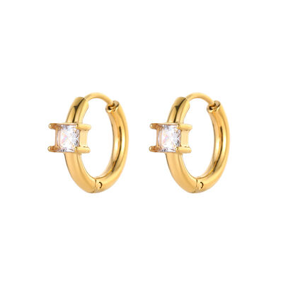 quality 18K Gold Fashion Zircon Huggie Earring New Luxury Niche Stainless Steel Women's Jewelry Hoop Earrings factory
