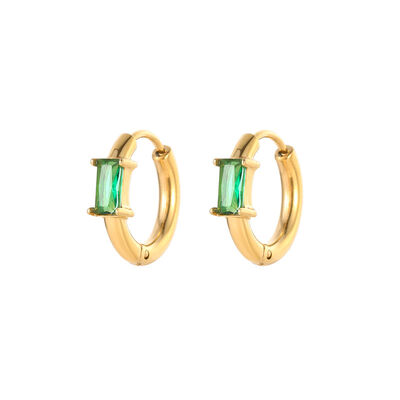 quality Wholesale PVD18K Gold Stainless Steel Women's Jewelry Earrings with Zircon Rectangle Simple Fashion Hoop Earrings factory