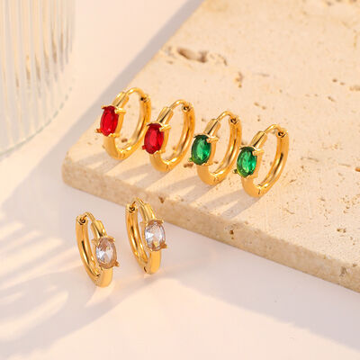 quality Wholesale Fashion Luxury and High End Stainless Steel PVD 18K Gold Zircon Huggie Earring and Women Jewelry Hoop Earrings factory