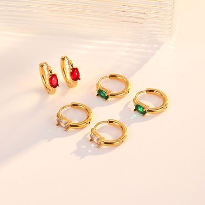 quality Wholesale Fashion Luxury and High End Stainless Steel PVD 18K Gold Zircon Huggie Earring and Women Jewelry Hoop Earrings factory