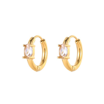 quality Wholesale Fashion Luxury and High End Stainless Steel PVD 18K Gold Zircon Huggie Earring and Women Jewelry Hoop Earrings factory