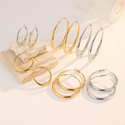 quality Fashion European and American Style Stainless Steel Hoop Earrings 18K PVD Plated Large Hoop Earrings for Women's Birthday Party factory