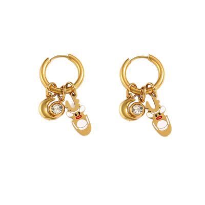 quality Stainless Steel 18K Gold Plated Christmas Series Design Hoop Earring Cute Santa Claus Christmas Tree Charms Jewelry Earrings factory