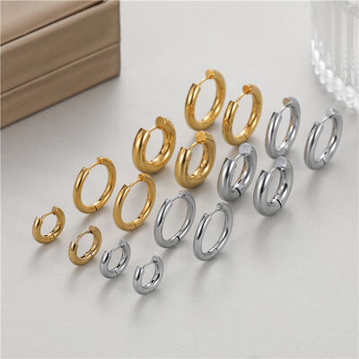 quality Stainless Steel 18K PVD Plated Hoop Earrings Simple Versatile Suitable for Both Men and Women Hip Hop Style factory