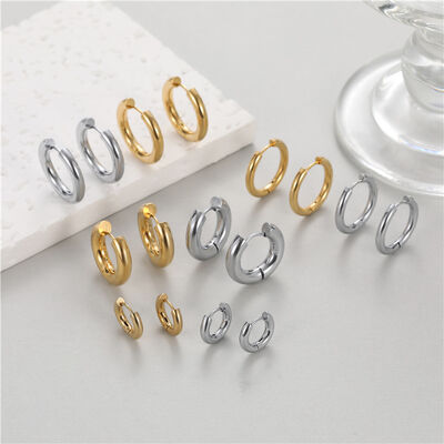 quality Stainless Steel 18K PVD Plated Hoop Earrings Simple Versatile Suitable for Both Men and Women Hip Hop Style factory